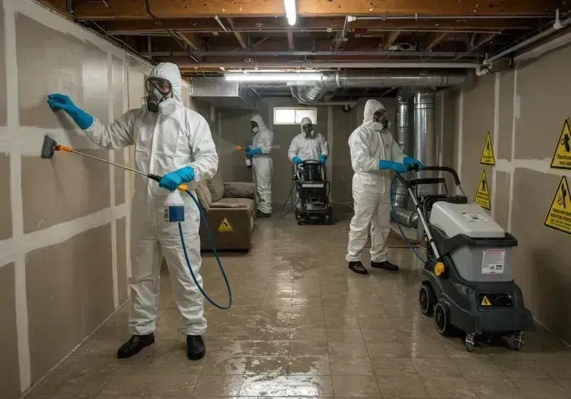 Basement Moisture Removal and Structural Drying process in Carleton, MI